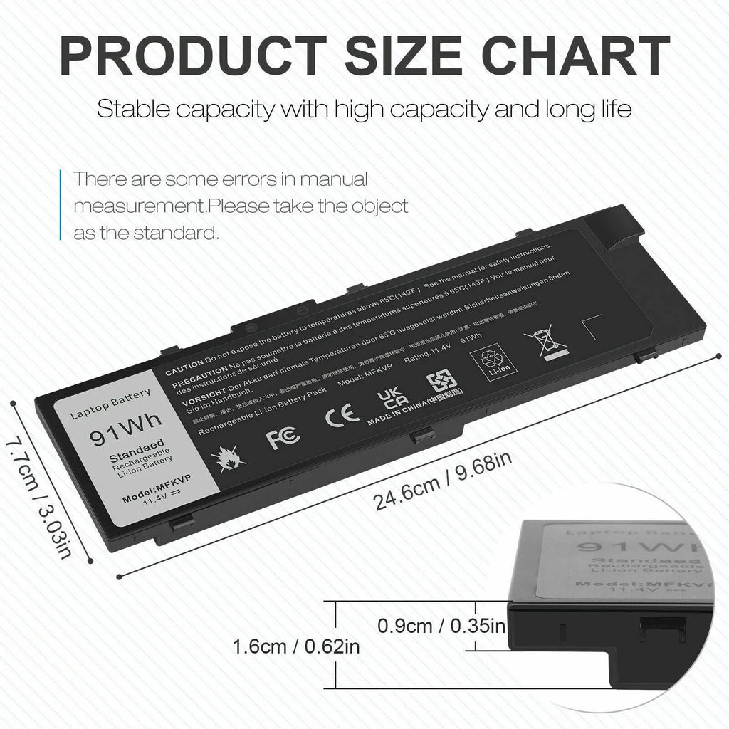 Battery MFKVP For  Precision 15 7510 7520 7710 7720 M7510 M7710 TWCPG 0FNY7