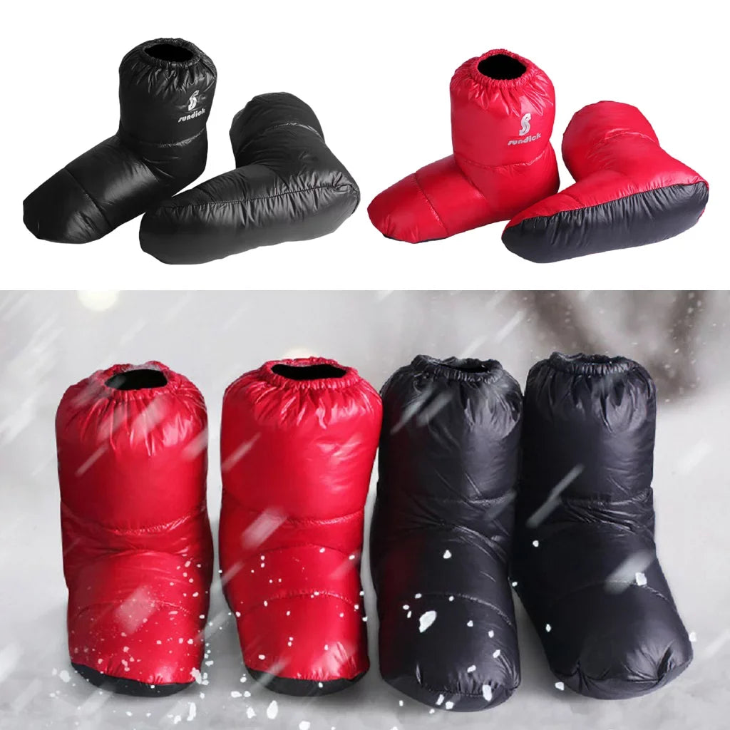 Duck Down Booties Camping Cabin Slippers aqua Warm Long ,
