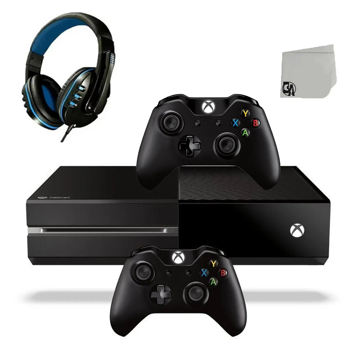 Pre-Owned  Xbox One Original 500GB Gaming Console Black Headset 2 Controller With BOLT AXTION Bundle