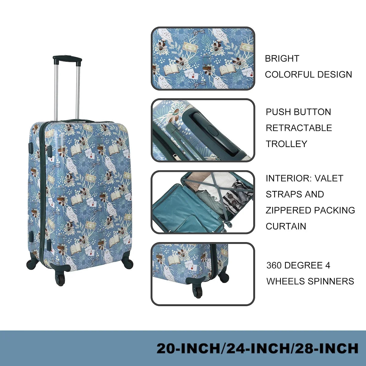 Harry Potter 3-Piece 4-Wheel Luggage Set