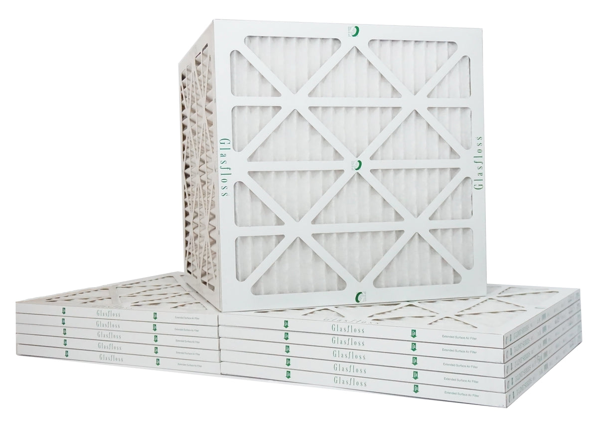Glasfloss Air Filter 20x20x2 - 2" MERV 10 - (Pack of 12) - Pleated AC or HVAC Air Filter - Furnace Air Filter - Home or Office - Made In The USA.