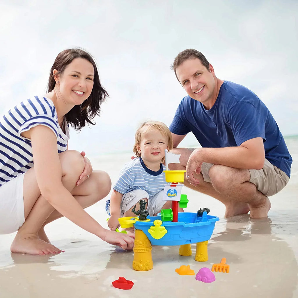 Beach Toy Pirate Ship Sandboxes 21 Pcs Sand liquid Table for Boys Girls Toddlers + 3 Y Mundo Toys