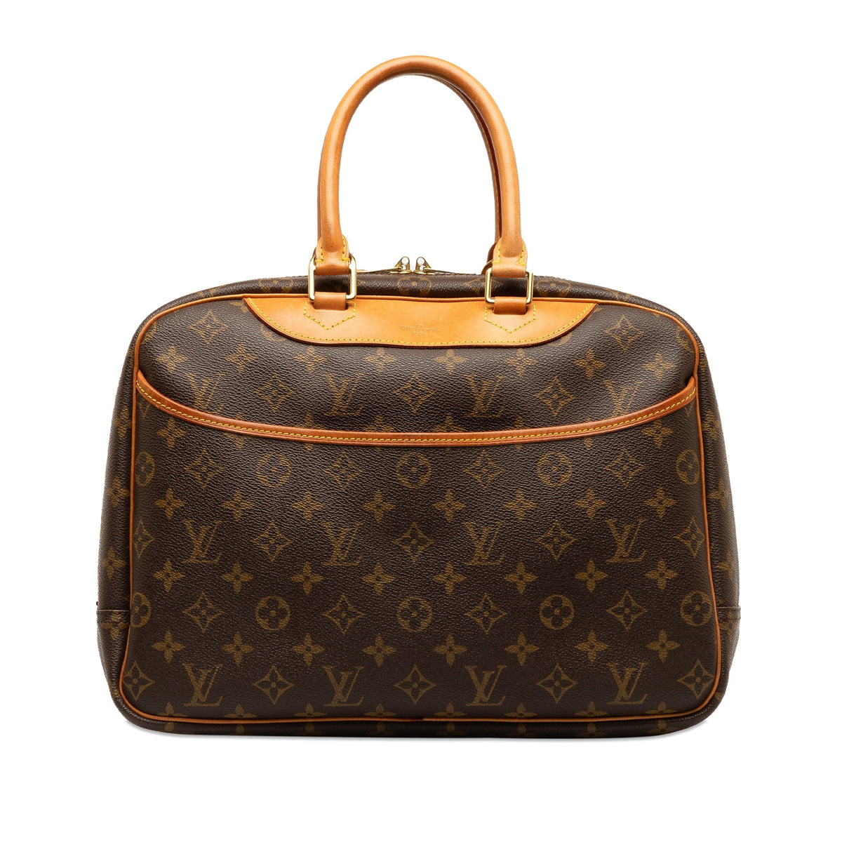 Pre-Owned Authenticated Louis Vuitton Monogram Deauville Canvas Brown Handbag Top HandleBag Unisex (Good)