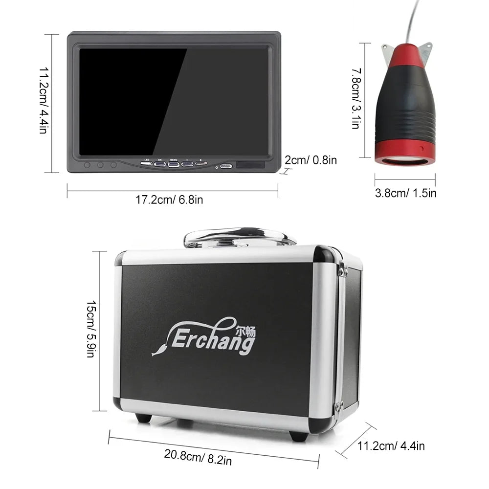 Erchang Portable Video Fish Finder for Lake Sea Fishing 7 Inch DVR Underwater Fishing Camera