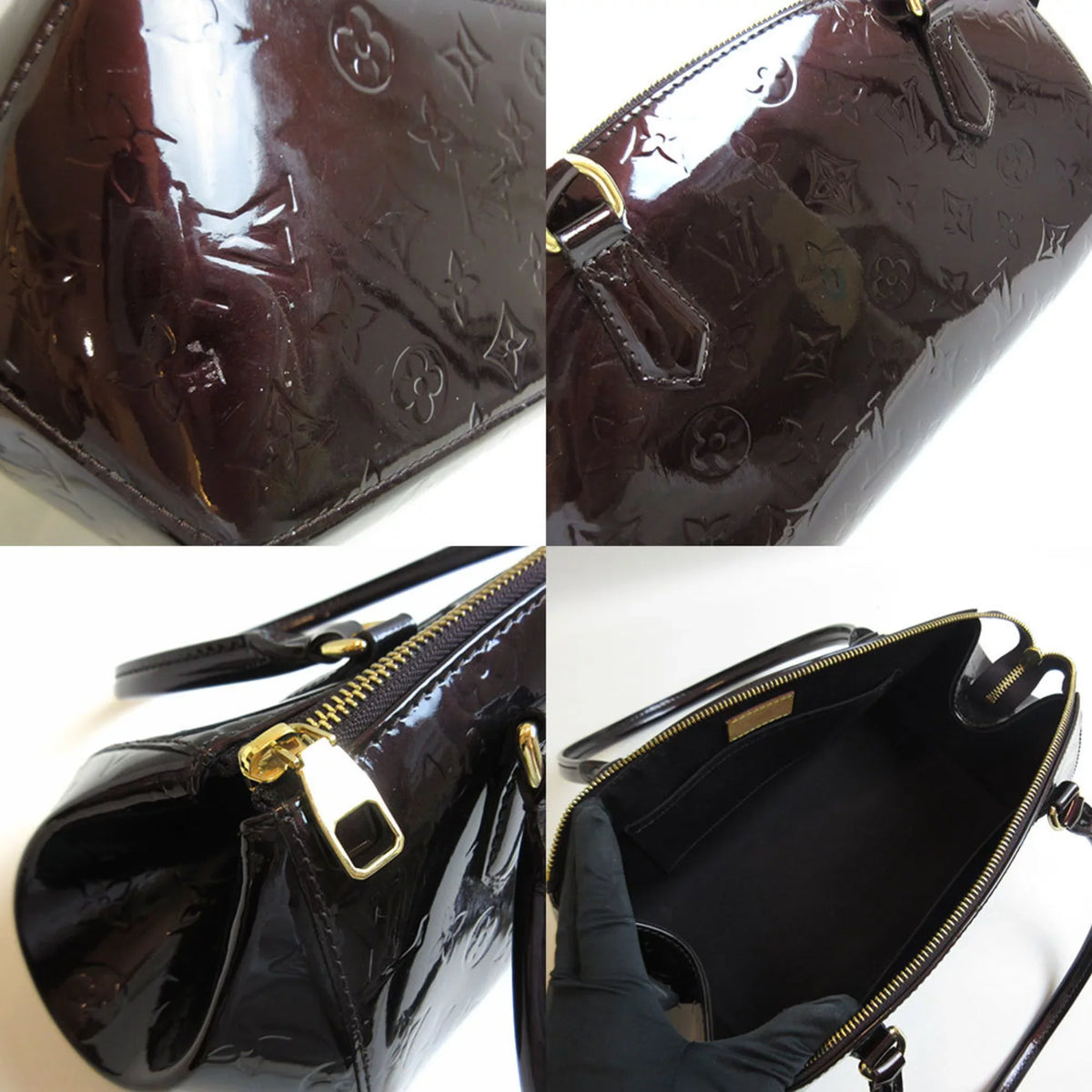 Pre-Owned Louis Vuitton Sherwood PM Amaranto Dark Purple Handbag Semi-Shoulder Women's Monogram Verni M91493 LOUISVUITTON (Good)