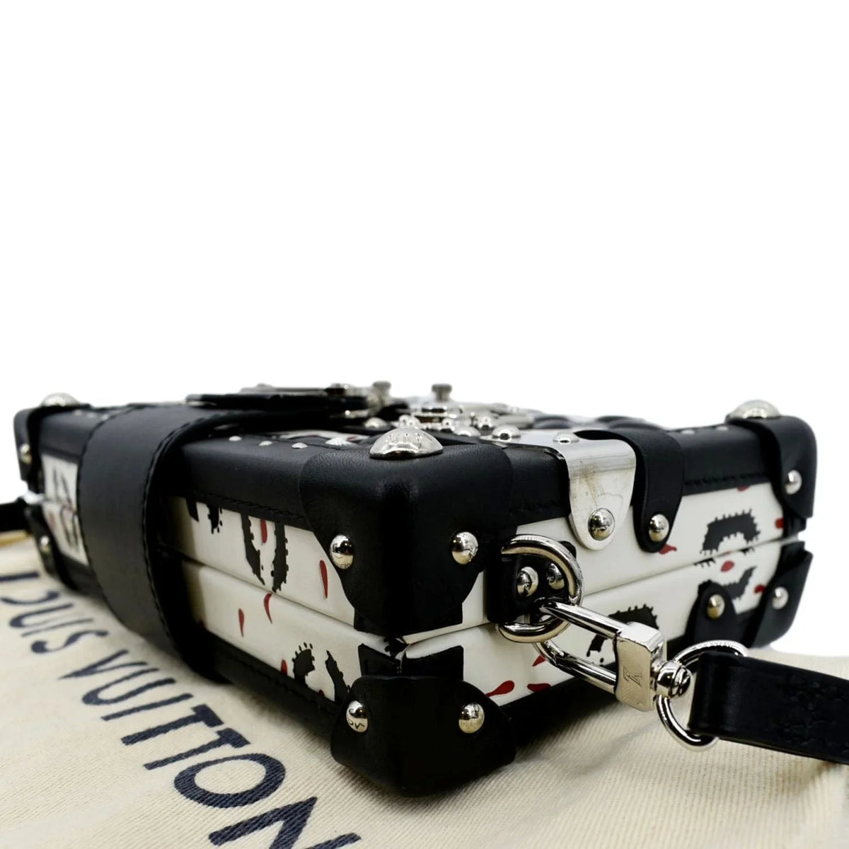Pre-owned LOUIS VUITTON Petite Malle Graphic Print Leather Crossbody Bag Black/Multicolor