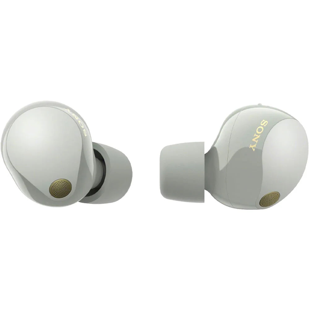WF-1000XM5 Industry Leading Noise Canceling Truly Wireless Earbuds (Silver) Bundle with Silicone Case (Pink), Memory Foam Ear Tips, USB-A to USB-C Cable & 1 YR CPS Enhanced Protection Pack