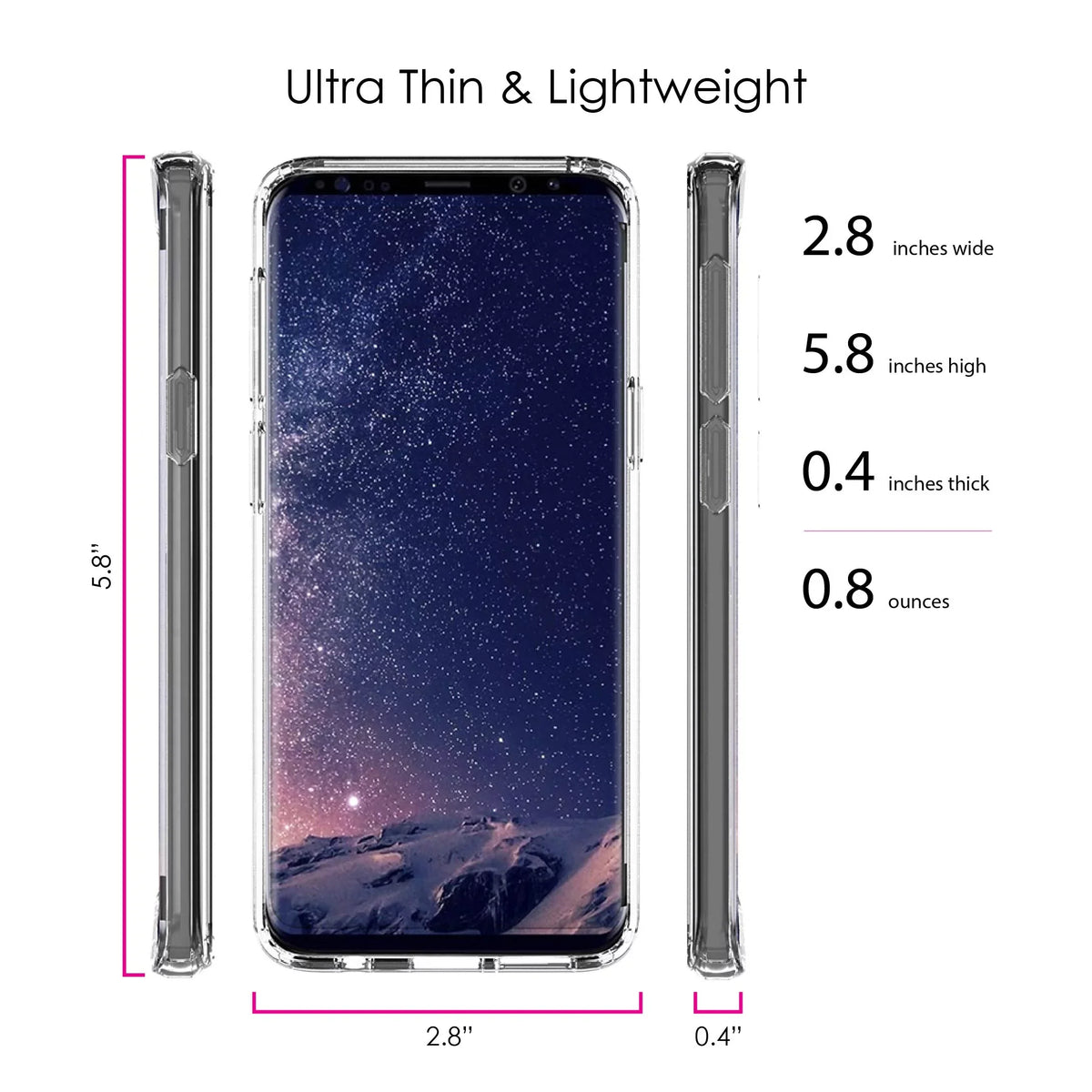 DistinctInk Clear Shockproof Hybrid Case for  Galaxy S9 (5.8" Screen) - TPU Bumper, Acrylic Back, Tempered Glass Screen Protector - Your Faith Can Move Mountains