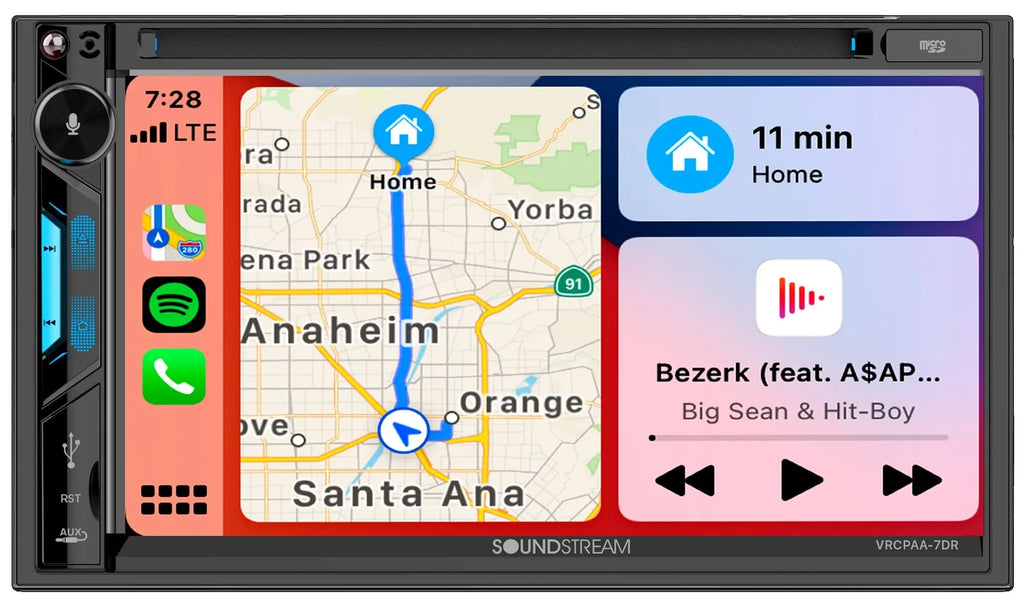 Soundstream VRCPAA-7DR 7" Car Monitor DVD Receiver w/CARPLAY/ANDROID AUTO+Camera