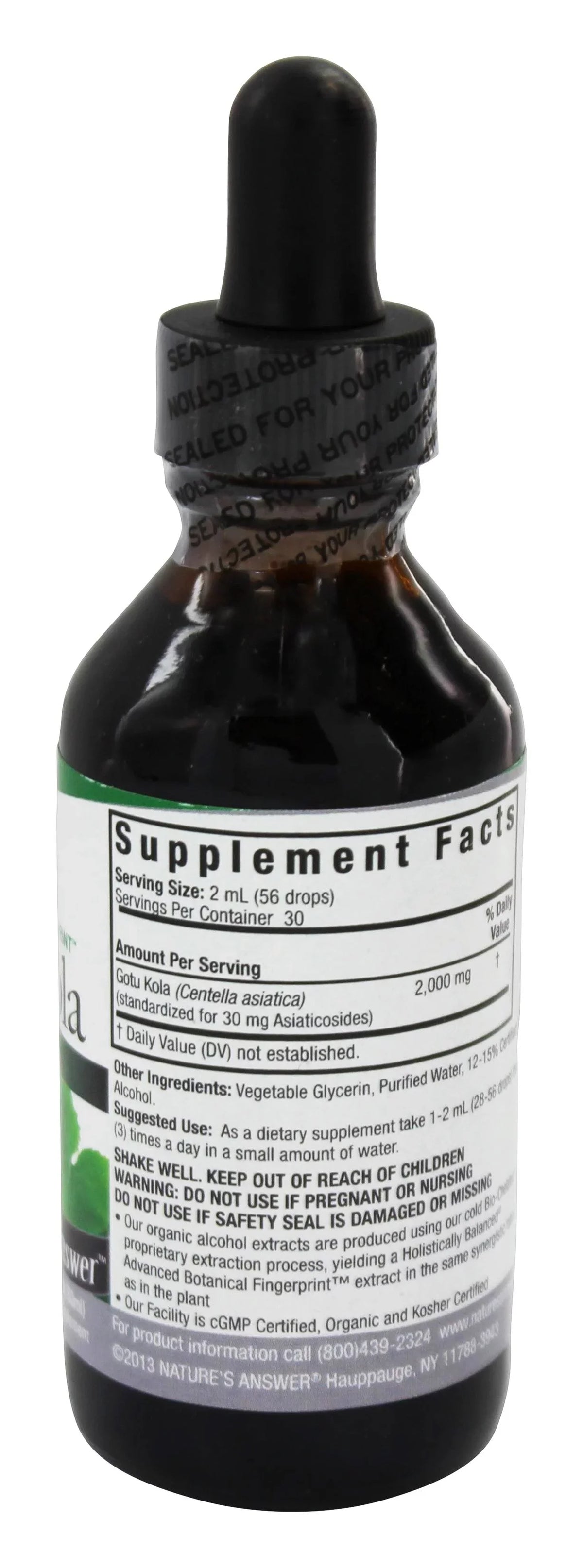 oz.. Nature's Answer - Gotu Kola Herb Organic Alcohol - 2 fl