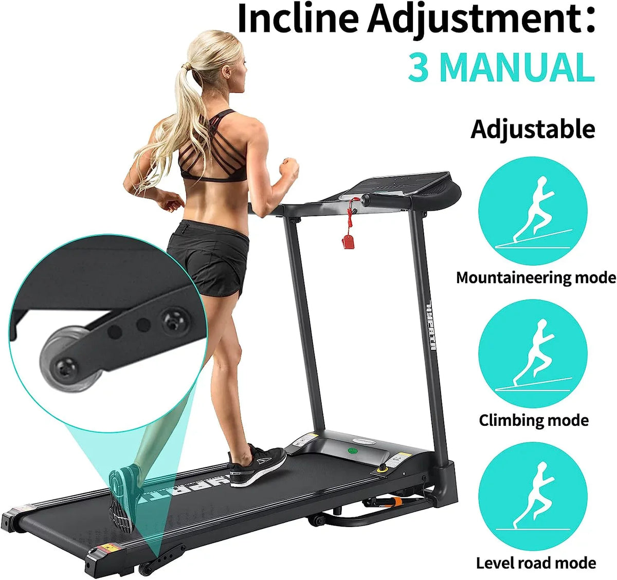 SKOK Treadmill 300 LBS Capacity with Incline, Folding Treadmill for Home Max 2.5  Electric Treadmill for Running and Walking Jogging Exercise with LED Display, 12 Preset Programs Running Machine