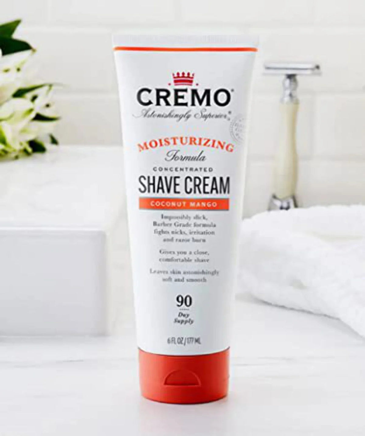 Cremo Coconut Mango Moisturizing Shave Cream, Astonishingly Superior Ultra-Slick Shaving Cream for Women Fights Nicks, Cuts and Razor Burn, 6 Fl Oz (Pack of 2)