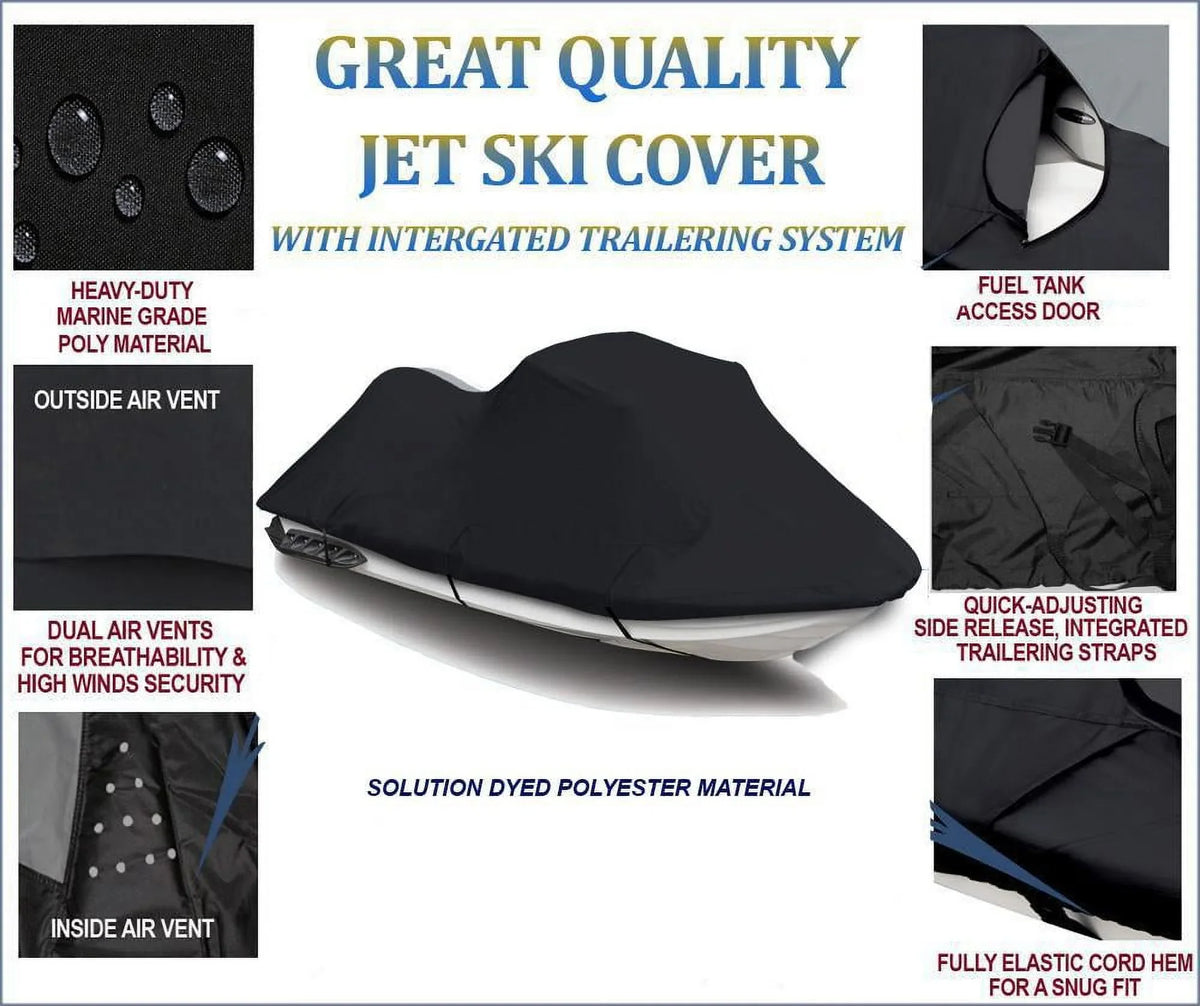BLACK 600 DENIER JetSki wrap appropriate for Kawasaki STX-12F 2003 2004 2005 2006 2007 2008 Jet Ski shield