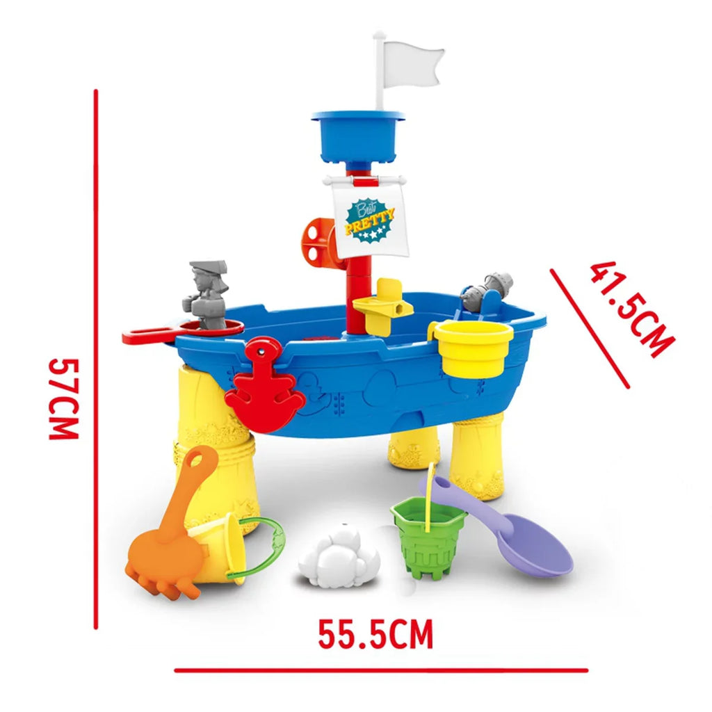 Beach Toy Pirate Ship Sandboxes 21 Pcs Sand liquid Table for Boys Girls Toddlers + 3 Y Mundo Toys