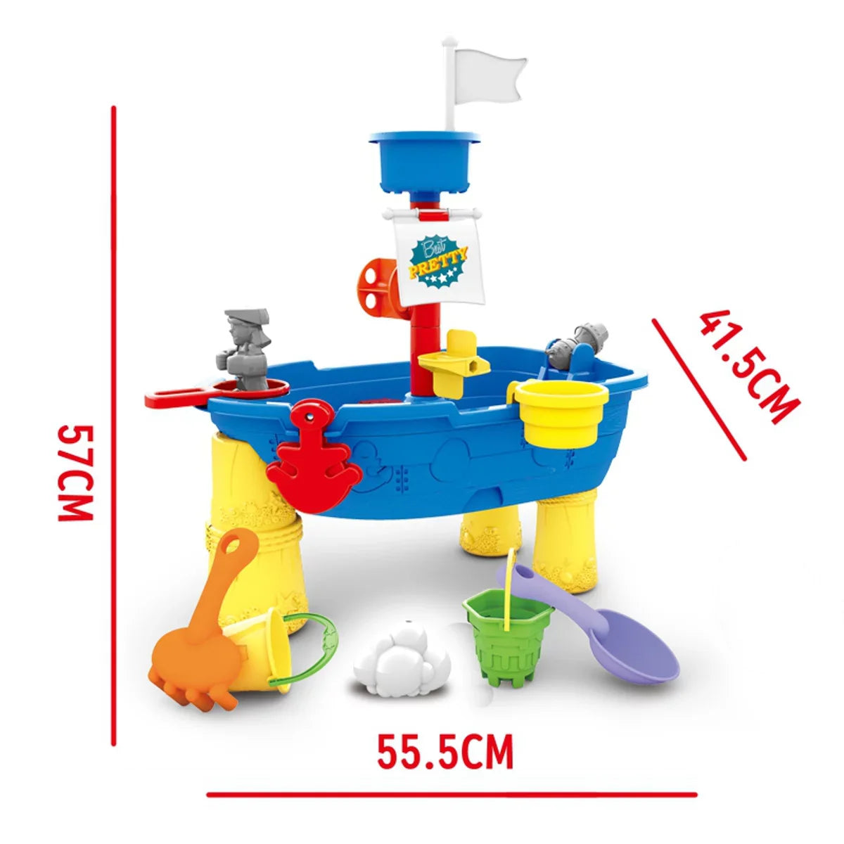 Beach Toy Pirate Ship Sandboxes 21 Pcs Sand liquid Table for Boys Girls Toddlers + 3 Y Mundo Toys