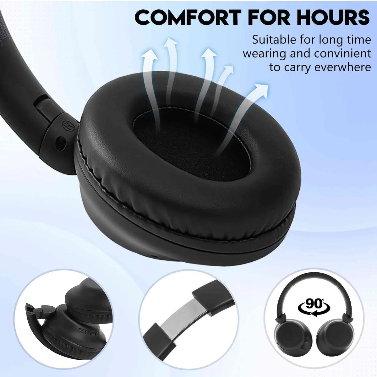 UrbanX UX991 Wireless Bluetooth Stereo Earphones High Resolution Audio Deep Bass Superior Comfort Over The Ear Headphones with Mic for HTC Exodus 1 phone Call Support
