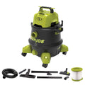 Restored Sun Joe SWD8000 8-Gallon 1200-Watt 6.5 Peak  Wet/Dry Shop Vacuum, HEPA Filtration, Wheeled w/Cleaning Attachments, Black/Green (Refurbished)