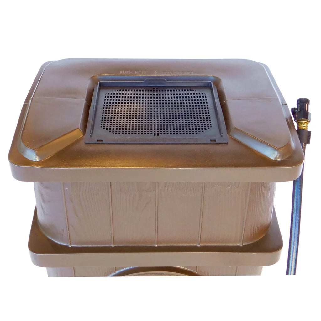 FCMP Outdoor 45 Gal Wood Grain Rain moisture Catcher Barrel, Brown (2 Pack)