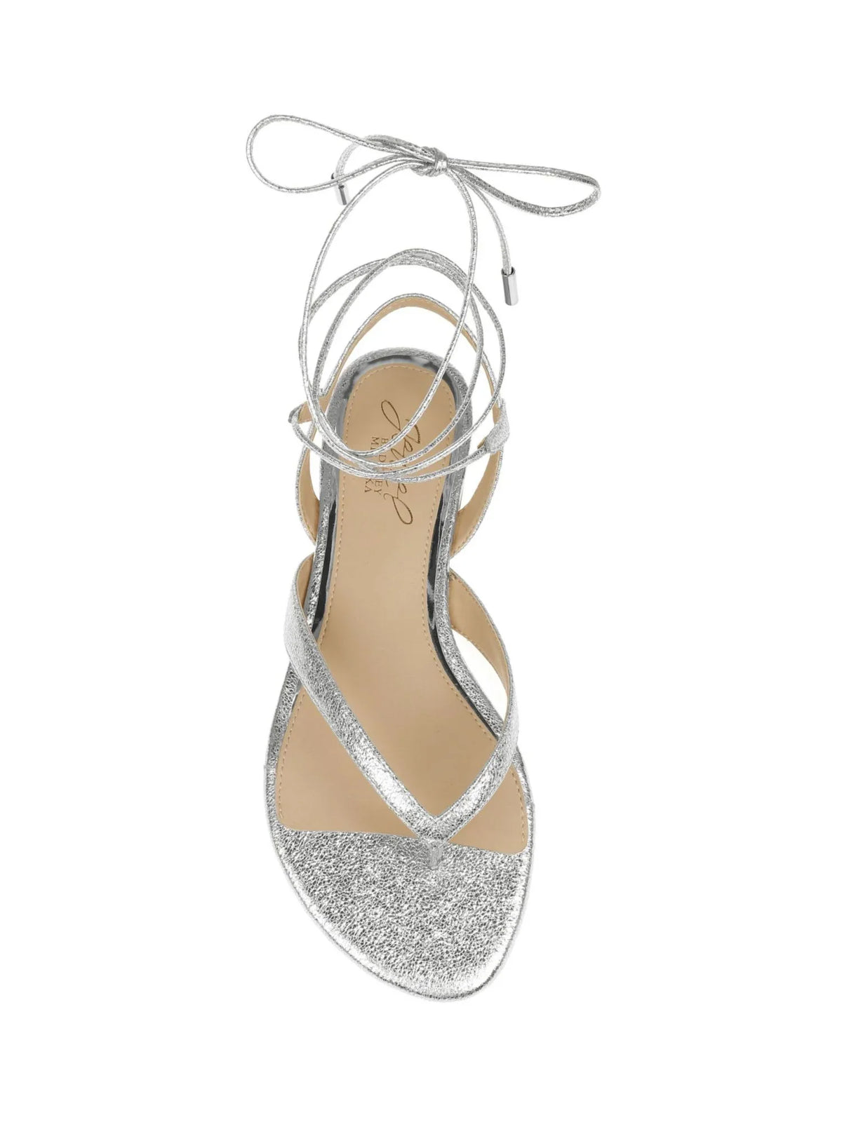 BADGLEY MISCHKA Womens Silver Ankle Strap Padded Nolana Round Toe Lace-Up Dress Thong Sandals 8