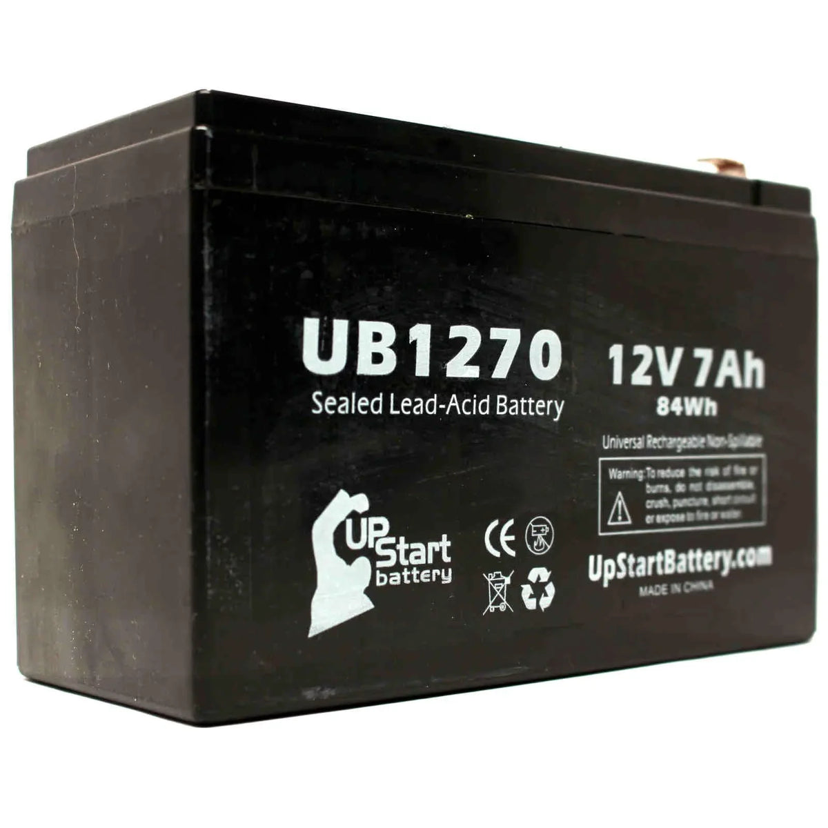 2x Pack - matching APC SMART-UPS 2000 SURT2000XLI Battery - Replacement UB1270 Universal Sealed Lead Acid Battery (12V, 7Ah, 7000mAh, F1 Terminal, AGM, SLA) - Includes 4 F1 to F2 Terminal Adapters