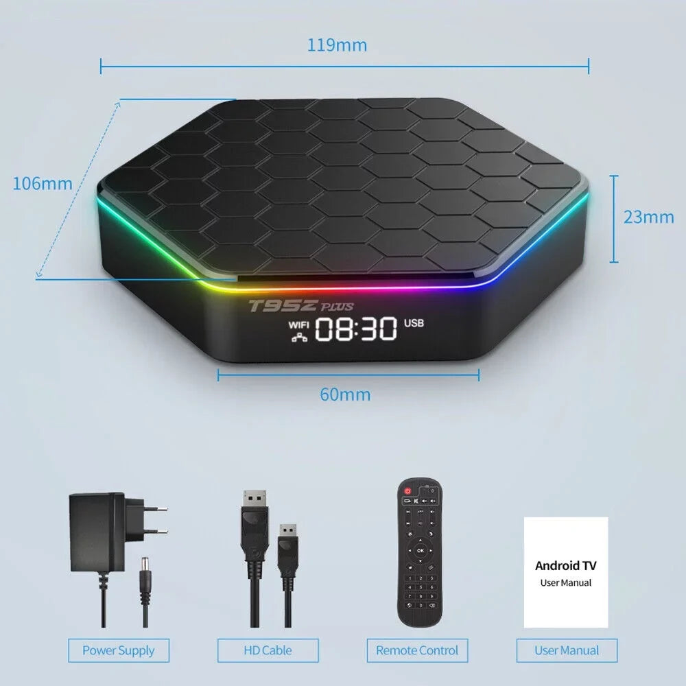 Jahy2Tech Quad Core 8K HD Video 64GB Memory 6K Stream Player 2023 T95Z Plus Smart Android 12.0 TV Box