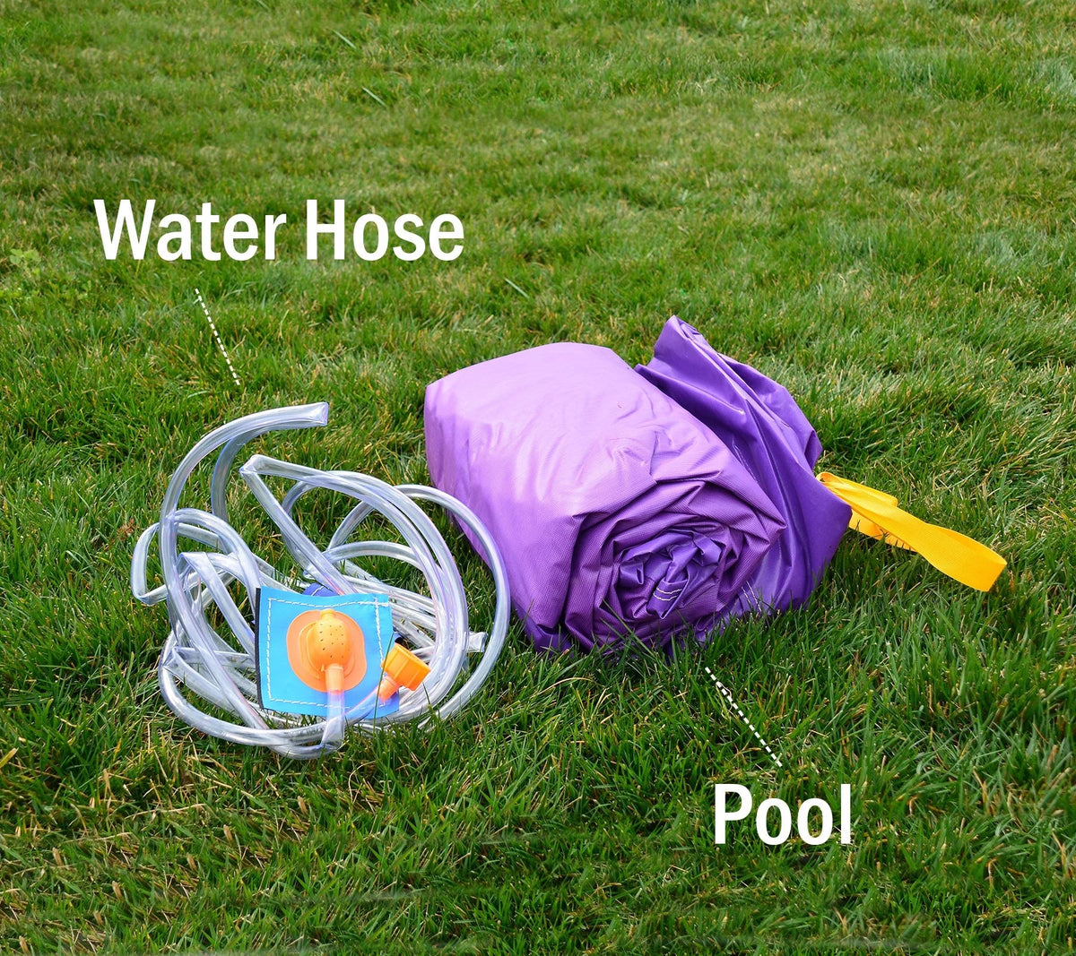 HeroKiddo Purple Pool Attachment suitable for Dual Slide Bounce Houses, Sprinkler Hose Included, (8' 6" x 11' 6")