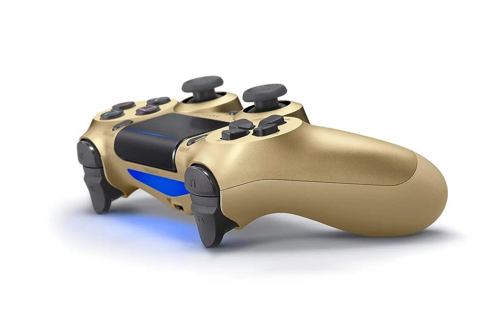 Pre-Owned  Dual Shock Gold Gaming Controller For PS4 Console + Wired Earbuds BOLT AXTION Bundle (Refurbished: Like New)