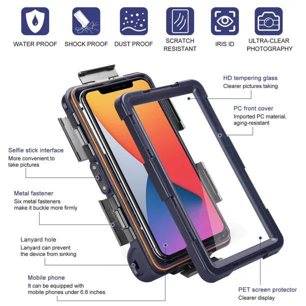 UrbanX Professional [15m/50ft] Swimming Diving Surfing Snorkeling Photo Video Waterproof Protective Case Underwater Housing for vivo Y72 5G And all Phones Up to 6.9 Inch LCD with Lanyard