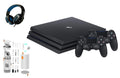 PlayStation 4 Pro 1TB Gaming Console Black Headset 2 Controller With BOLT AXTION Cleaning Kit Bundle Like New