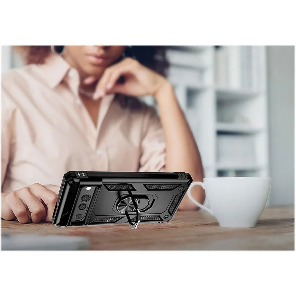 Holster Case Belt Clip for Google Pixel 8 Pro Phones - Swivel Metal Ring protector Kickstand Armor Combo Drop-Proof appropriate with Google Pixel 8 Pro