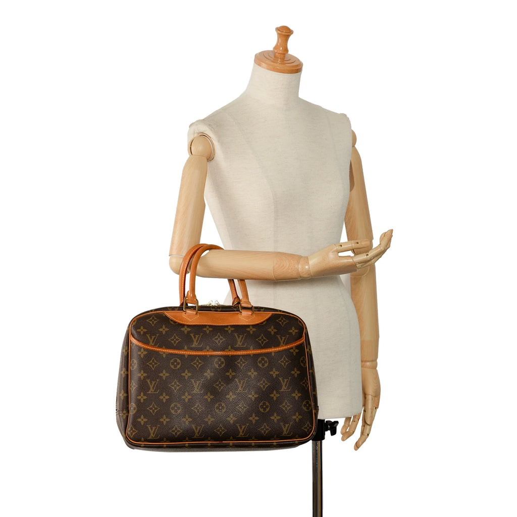 Pre-Owned Authenticated Louis Vuitton Monogram Deauville Canvas Brown Handbag Top HandleBag Unisex (Good)