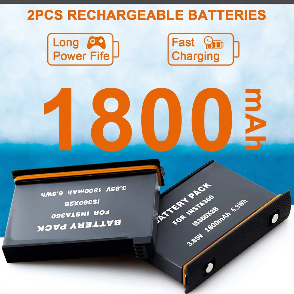 Insta360 ONE X2 Replacement Batteries 2-Pack and 3-Channel USB Charger suitable with Insta360 ONE X2 360 Camera(Not Waterproof)