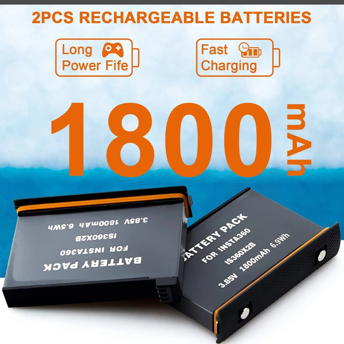Insta360 ONE X2 Replacement Batteries 2-Pack and 3-Channel USB Charger suitable with Insta360 ONE X2 360 Camera(Not Waterproof)