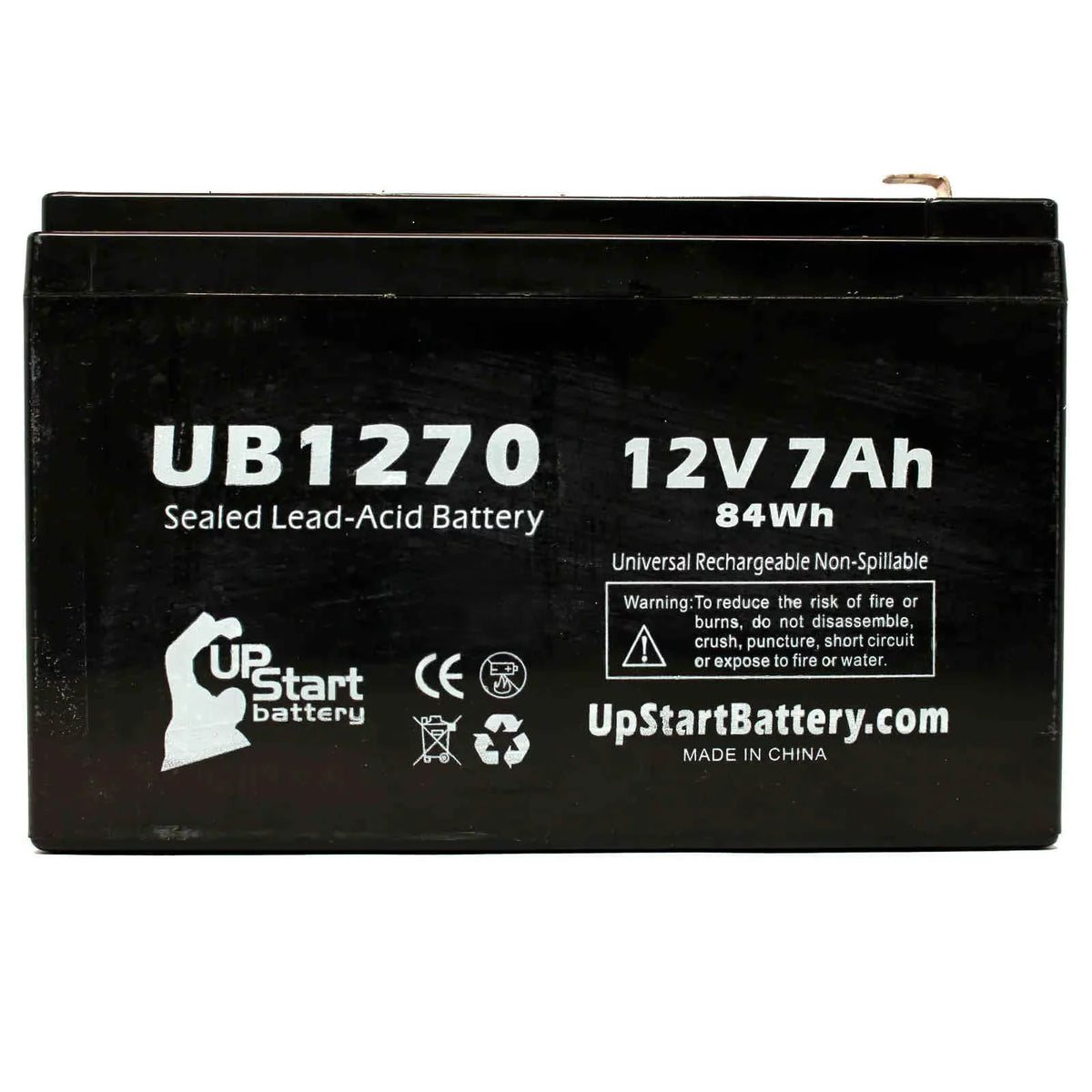 2x Pack - matching APC SMART-UPS 2000 SURT2000XLI Battery - Replacement UB1270 Universal Sealed Lead Acid Battery (12V, 7Ah, 7000mAh, F1 Terminal, AGM, SLA) - Includes 4 F1 to F2 Terminal Adapters