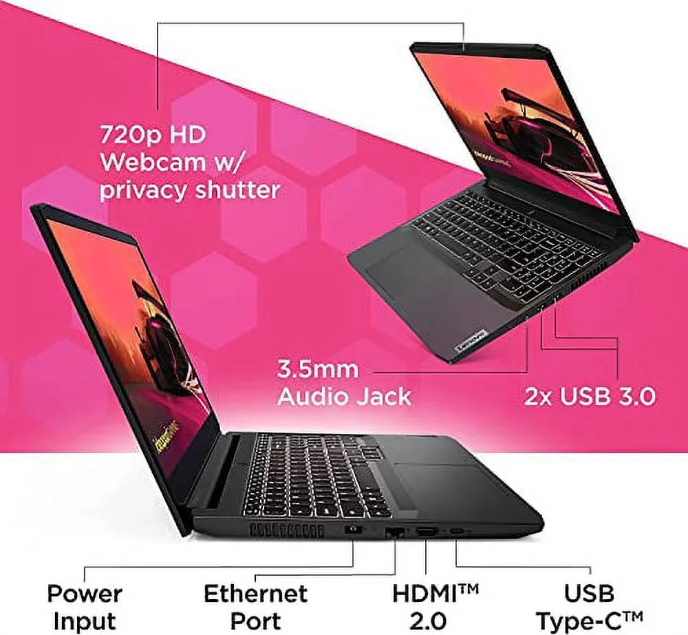 IdeaPad Gaming 3 15.6" FHD 120Hz Gaming Laptop, AMD Ryzen 5-5600H, 32GB RAM 1TB SSD, RTX 3050 Ti 4GB GDDR6, Backlit Keyboard, Bluetooth, Webcam, WiFi, Windows 11, Shadow Black