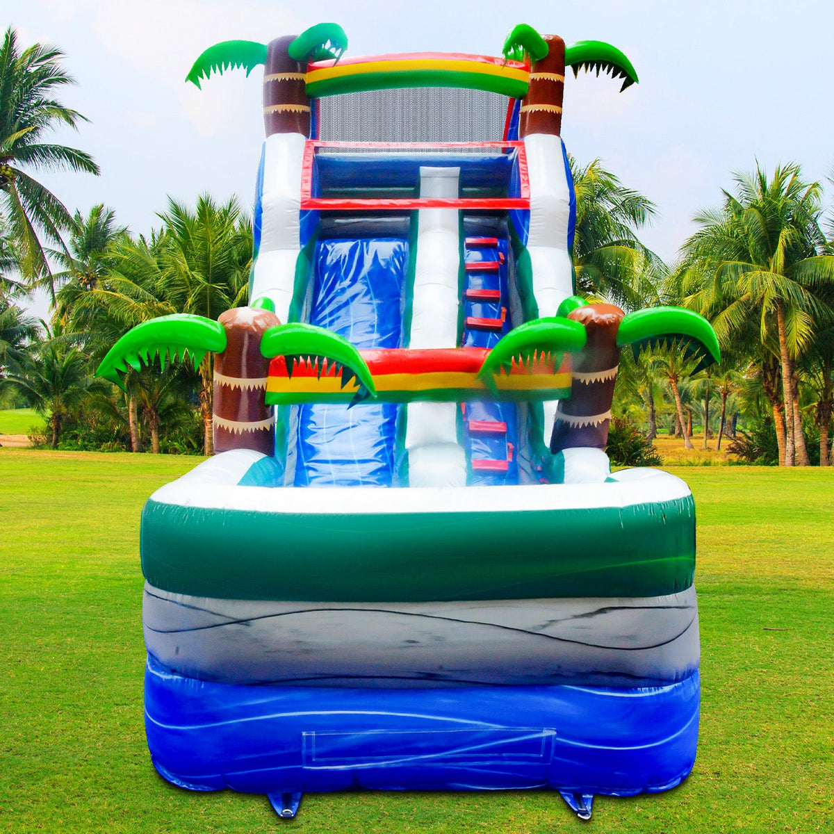 GOOSH 16 ft Palm Tree Inflatable moisture Slide with Air Blower, Kids Blow Up moisture Slide, Outdoor Commercial liquid Slide-Climbing Wall, Slides & Splash Pool