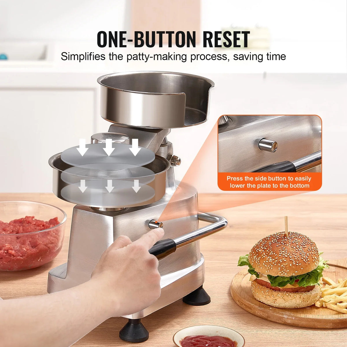 SKYSHALO 4"/5"/6" Commercial Burger Patty Maker Hamburger Press Forming Machine