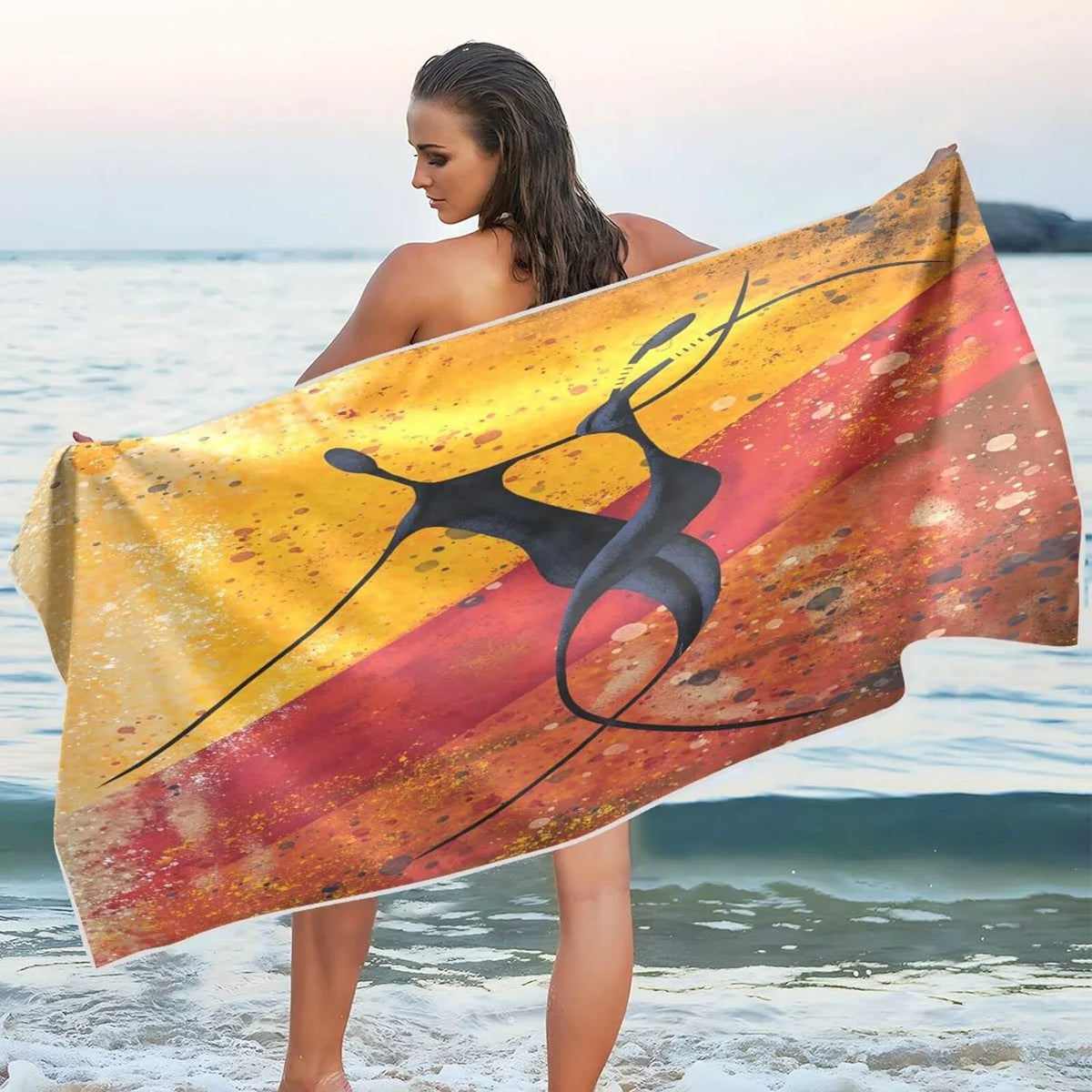 Bestwell African Couple Dancers Beach Towel - Lightweight Compact Oversized Travel Towels - Super Absorbent Quick Dry Towel for Swimming Camping Holiday（560）