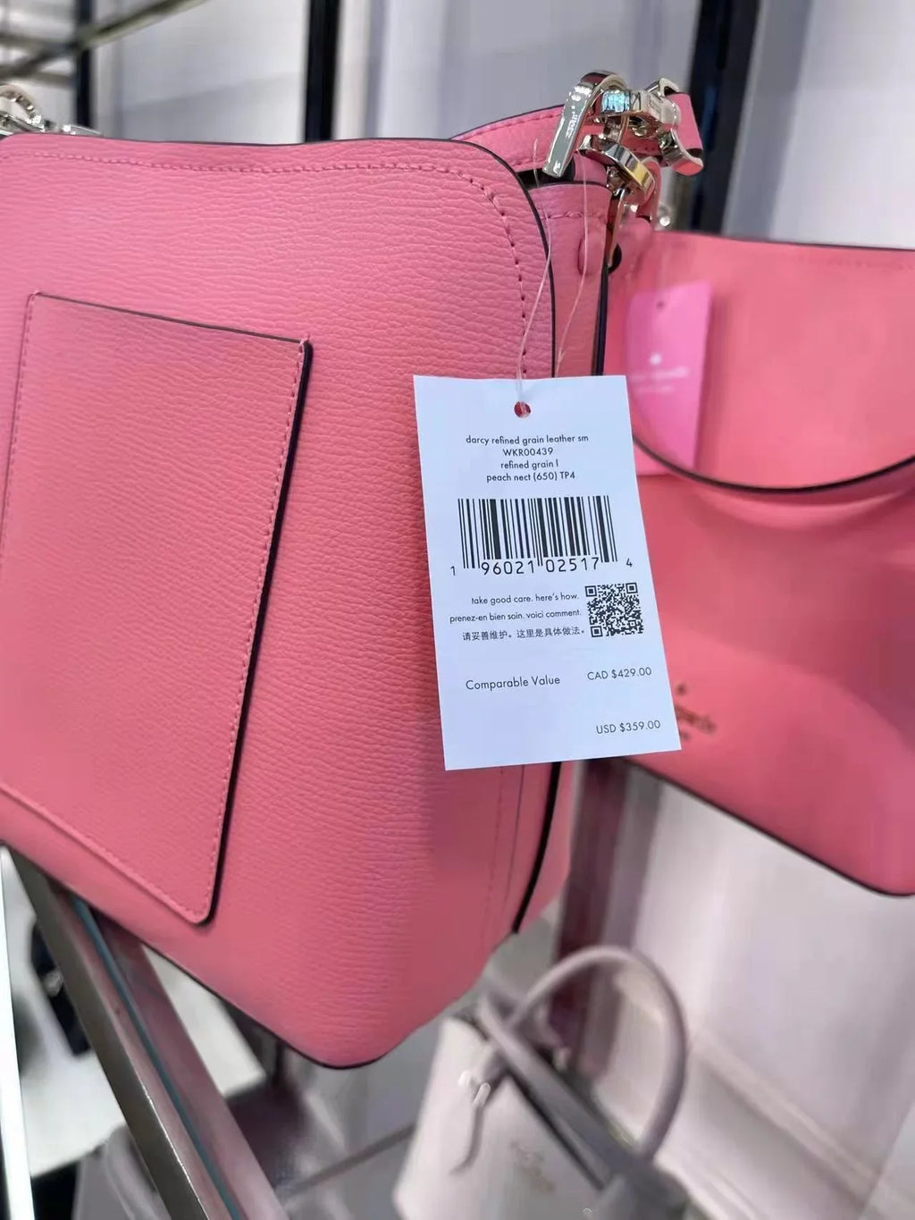 Kate Spade WKR00439 darcy small bucket bag in Peach Nectar