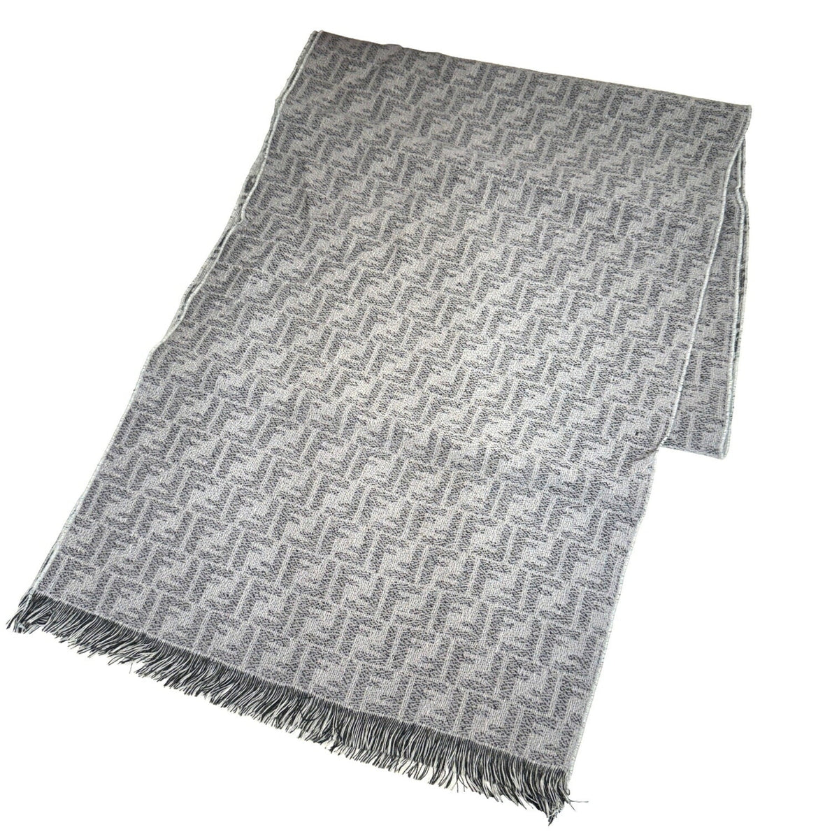 Pre-Owned FENDI Zucca Pattern FF Muffler Stole Wool Gray Men's Women's (Like New)