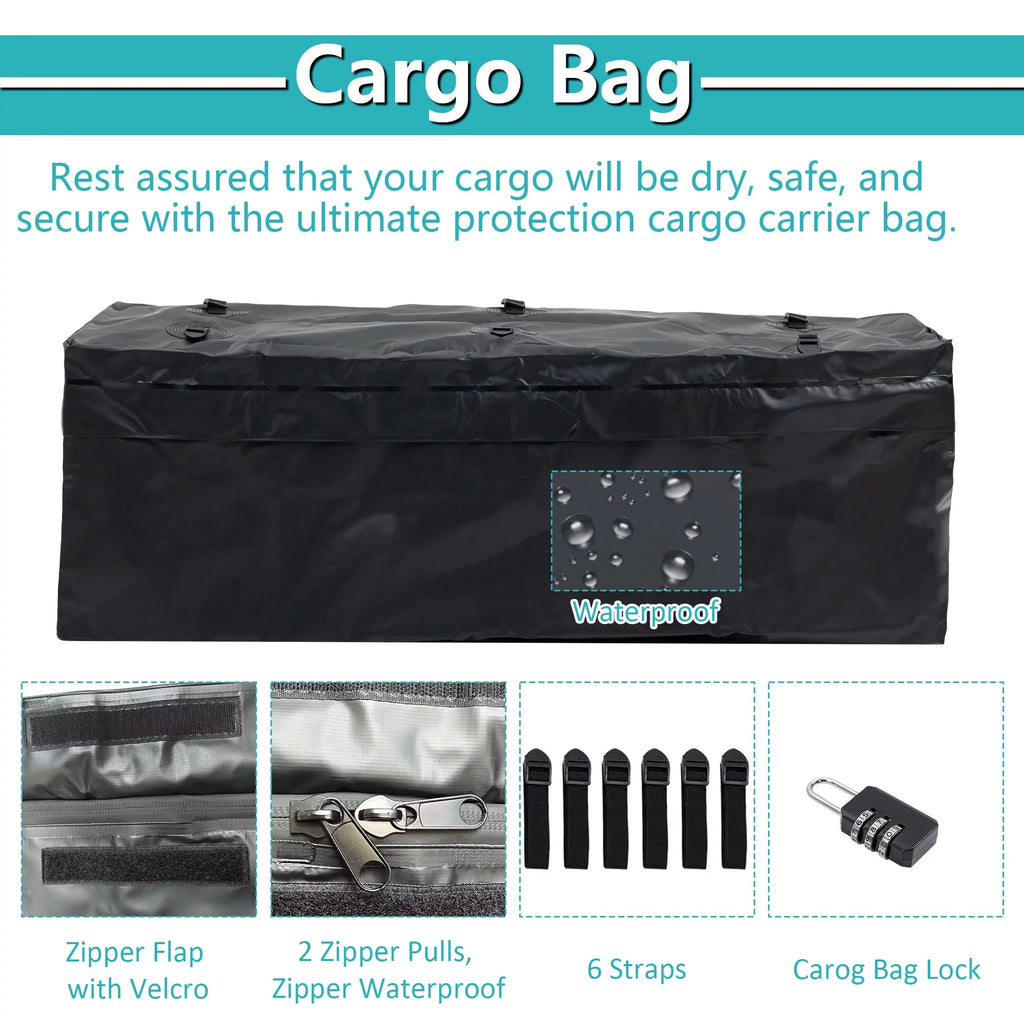 60" x 24" x 6" Hitched Mounted Folding Cargo Basket with Cargo Net, 500lb Capacity for Car SUV Truck Trailer, Black