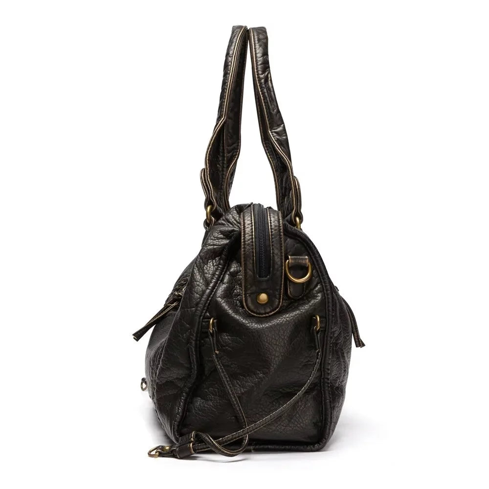 Large Capacity Women Handbag Vegan Leather Tote Bag Vintage Washed Leather Shoulder Bag superior Bag for Women Office Bag Travel Bag