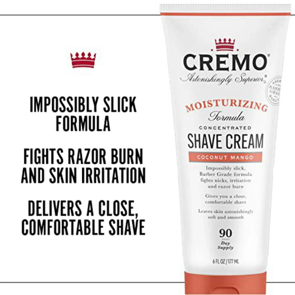 Cremo Coconut Mango Moisturizing Shave Cream, Astonishingly Superior Ultra-Slick Shaving Cream for Women Fights Nicks, Cuts and Razor Burn, 6 Fl Oz (Pack of 2)