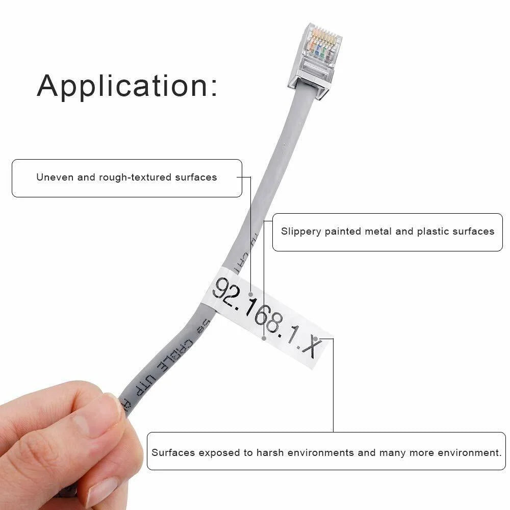 GREENCYCLE 10PK suitable for Brother P-touch Black on White Flexible ID Cable Wire Label Tape 12mm 8m TZ TZe TZe-FX231 TZ-FX231 TZe-231 TZ-231 use in PT-D210 H110 H100 D400 D600 Label Maker
