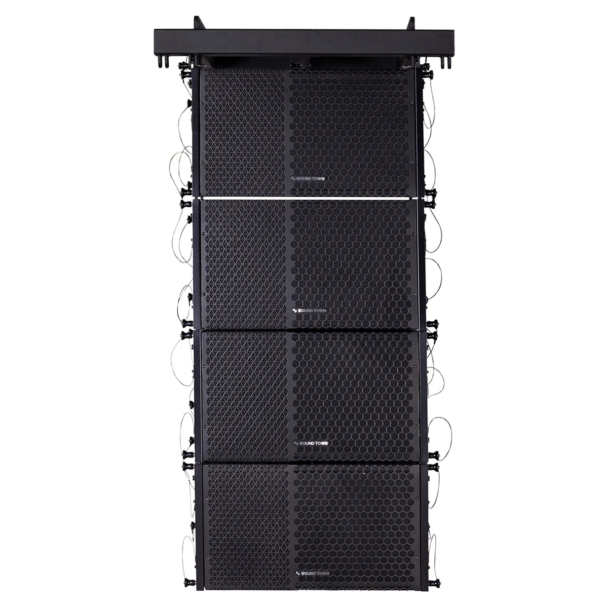Sound Town ZETHUS Series Line Array Speaker System with Four Compact Powered 1 X 10-inch Line Array Speakers, Black for Stages, Clubs, Bars, Restaurants, Churches and Schools