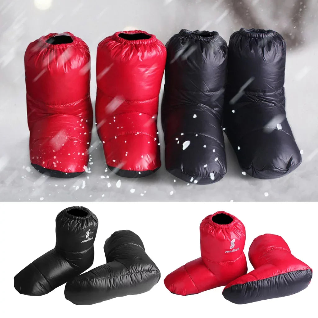 Duck Down Booties Camping Cabin Slippers aqua Warm Long ,