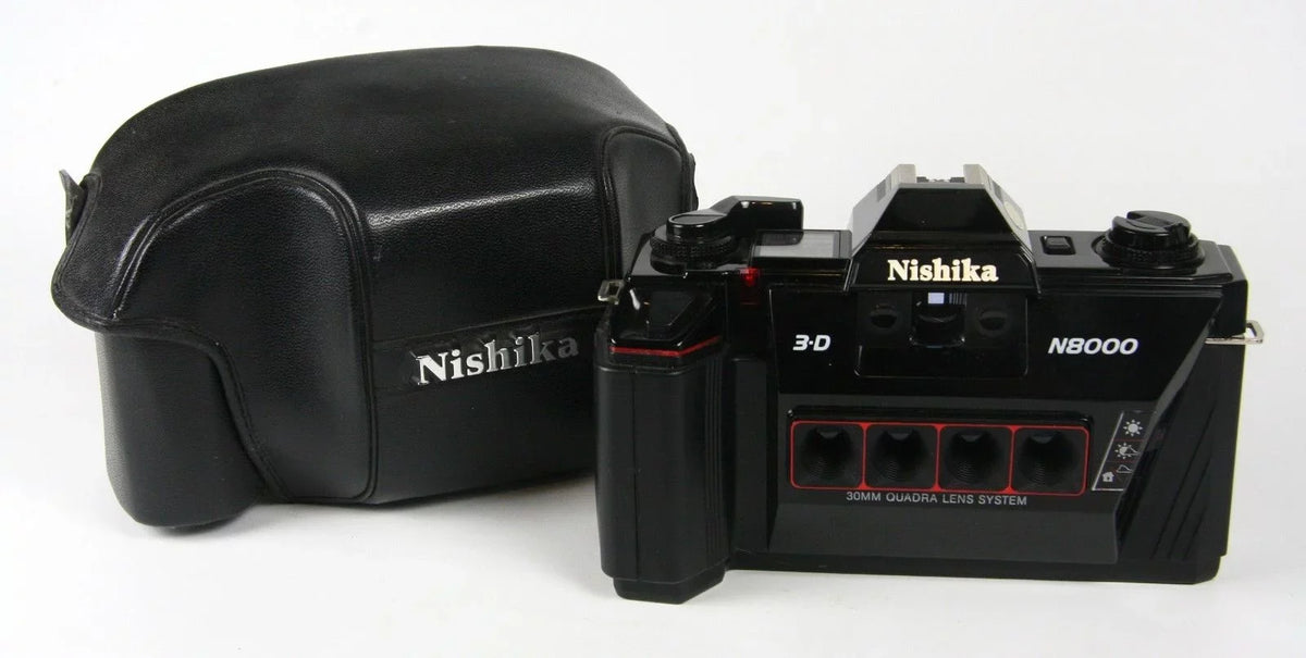 Nishika N8000 3D Stereo Camera - w/ Original Case - Animated gif - tested/functioning