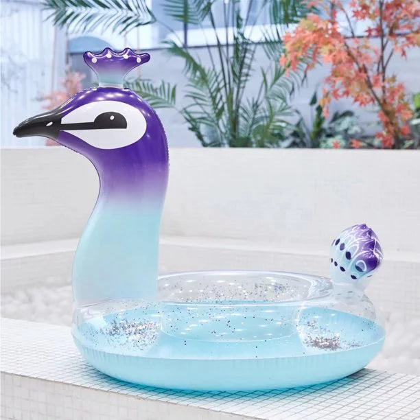 Alin Swimming Pool Toys Inflatable Glitter Pool Float Peacock Designed with Fast Valves Lounge Raft Decorative liquid Game Summer Beach Party for Kids | 48 Inch