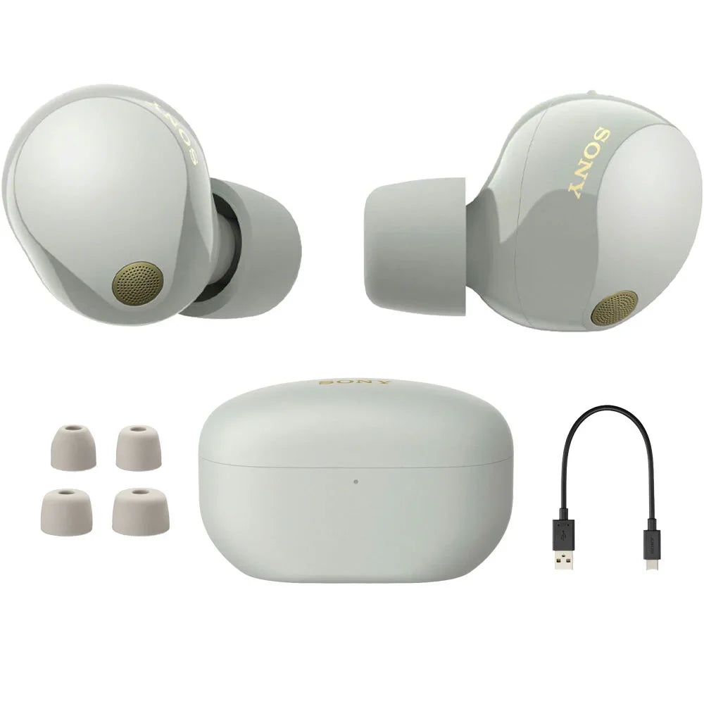WF-1000XM5 Noise Canceling Wireless Earbuds (Silver) Bundle with 2 YR Warranty