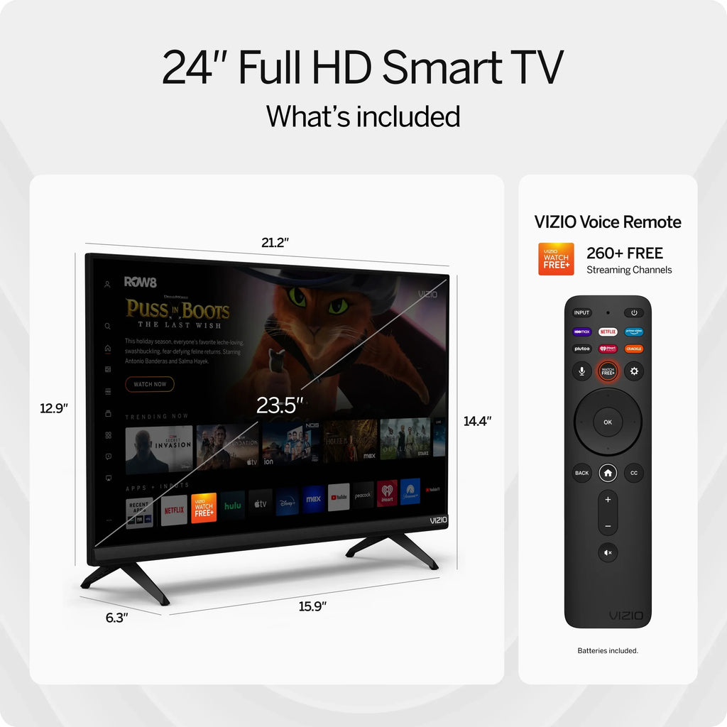 VIZIO 24" Class D-Series FHD LED Smart TV for Gaming and Streaming, Bluetooth Headphone Capable (Online Only) D24fM-K01
